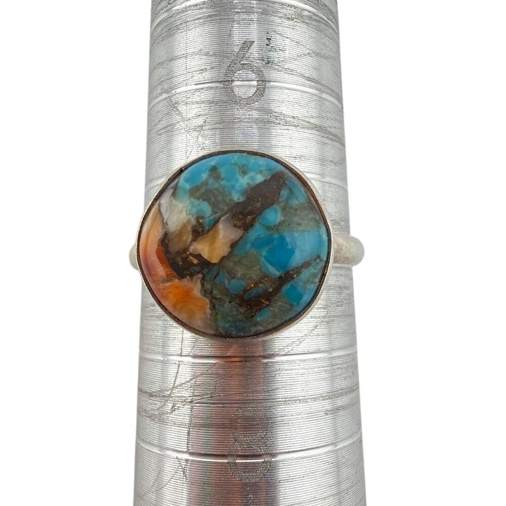 Sterling Silver Blue Oyster Copper Turquoise Ring Size 6.5